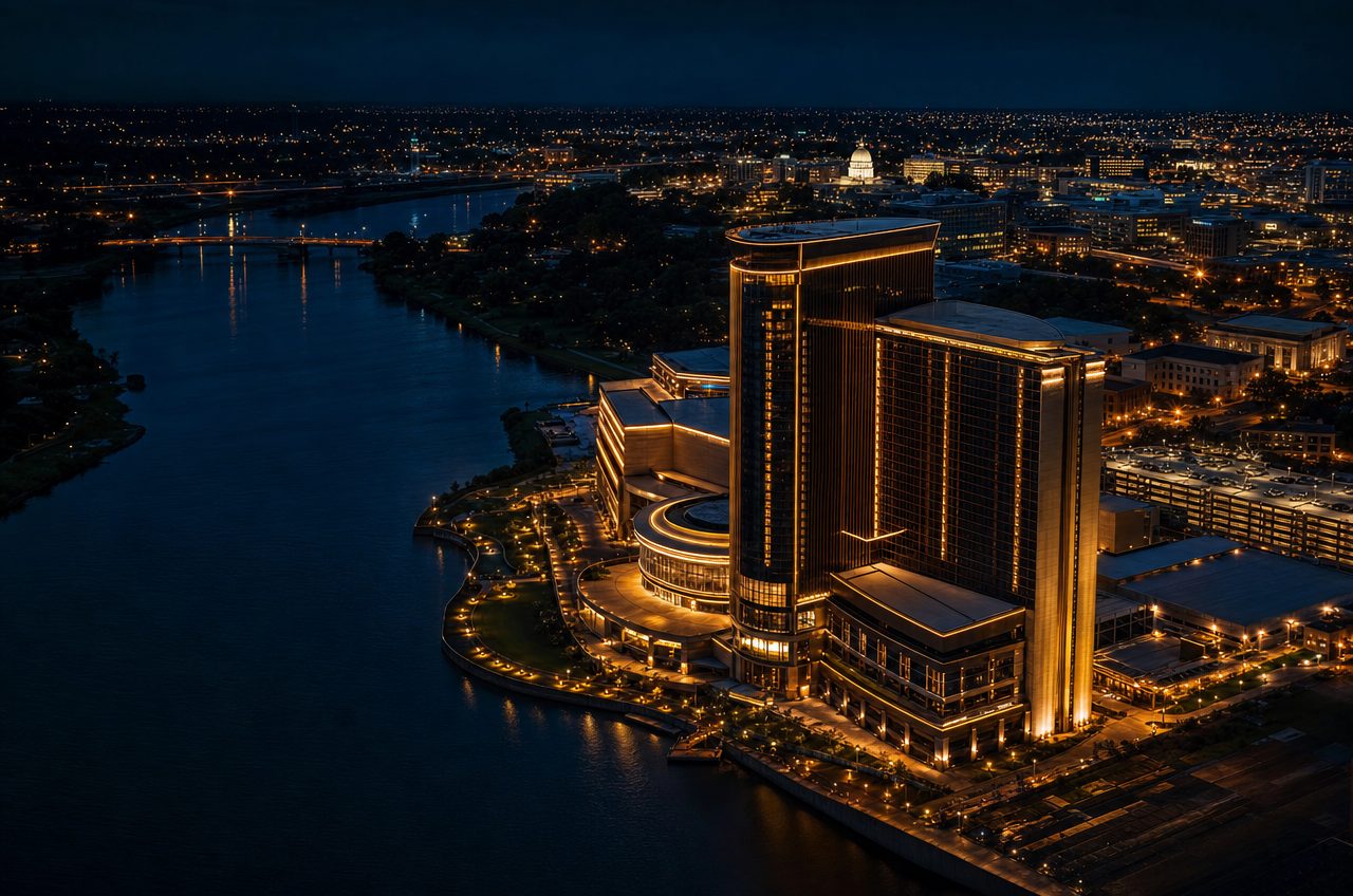 Casinos near Montgomery, Alabama — aerial cityscape