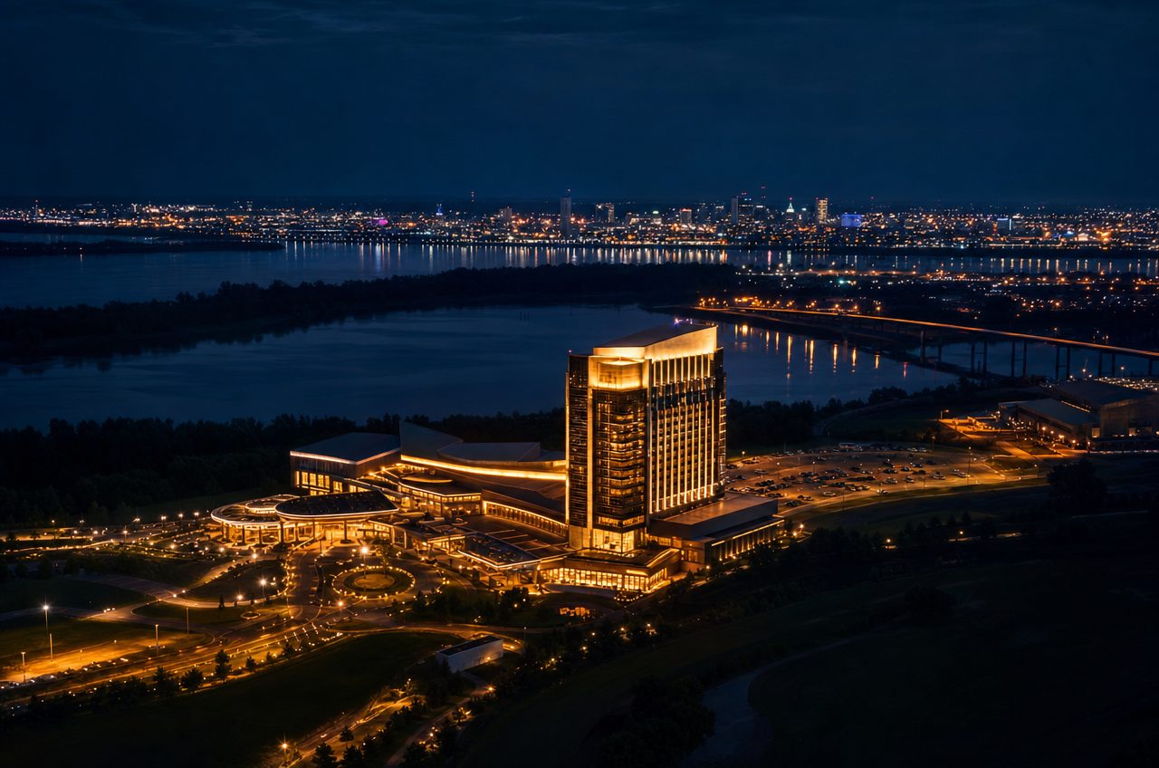 Casinos near West Memphis, Arkansas — aerial cityscape