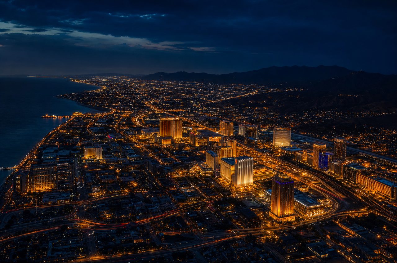Casinos near Los Angeles, California — aerial cityscape