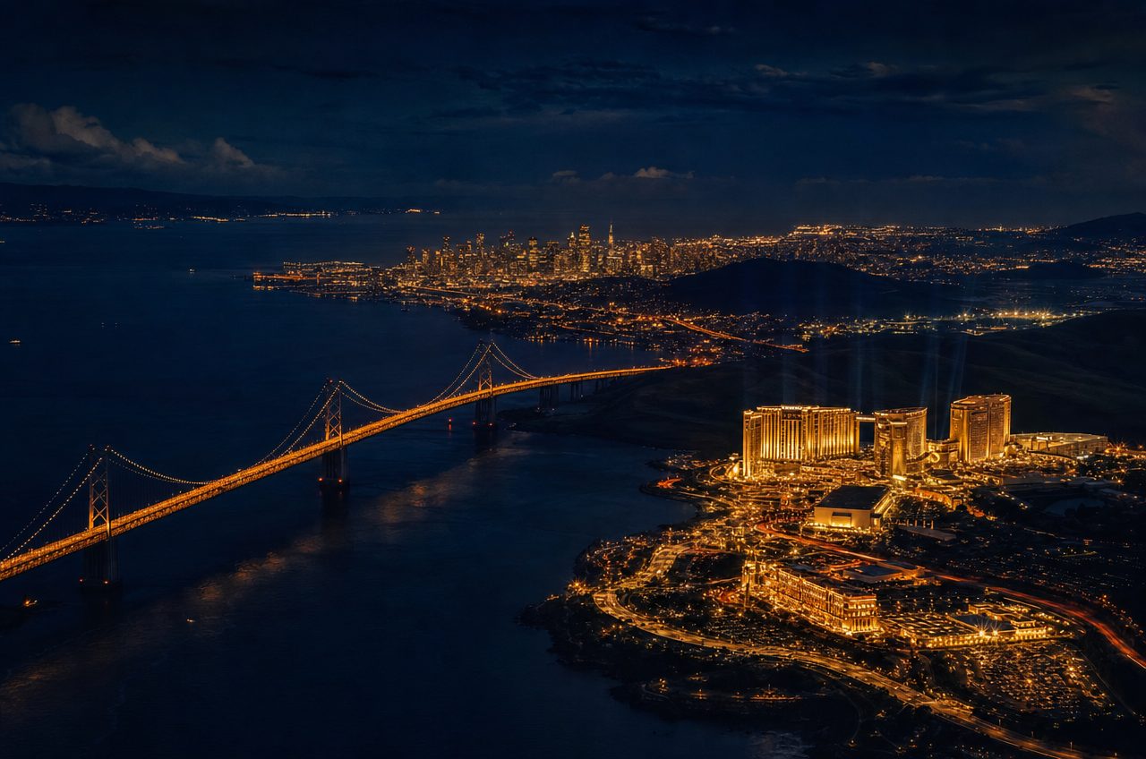 Casinos near San Francisco, California — aerial cityscape