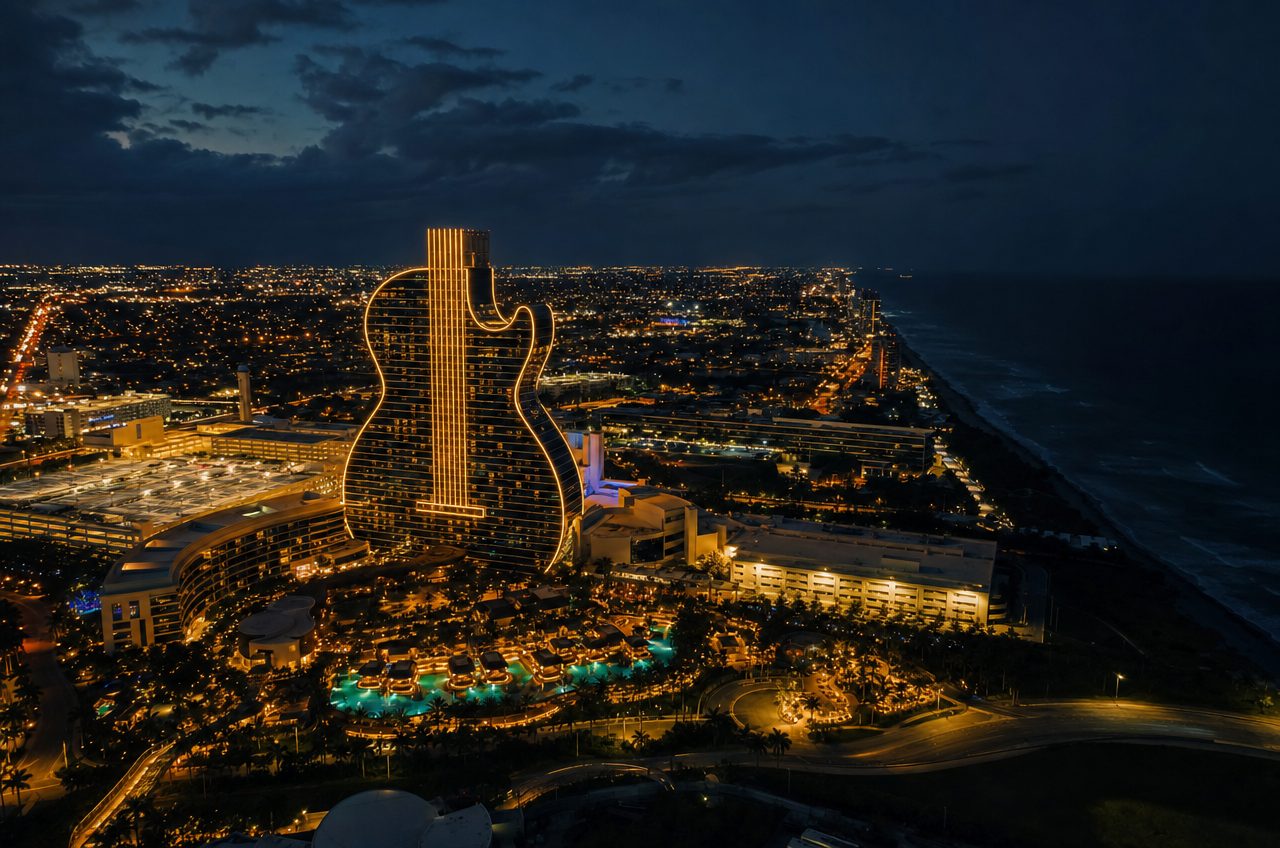 Casinos near Hollywood, Florida — aerial cityscape