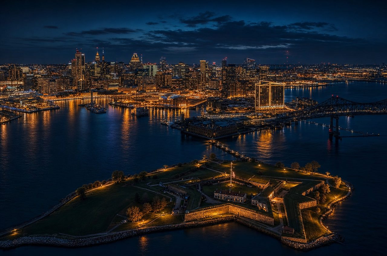 Casinos near Baltimore, Maryland — aerial cityscape