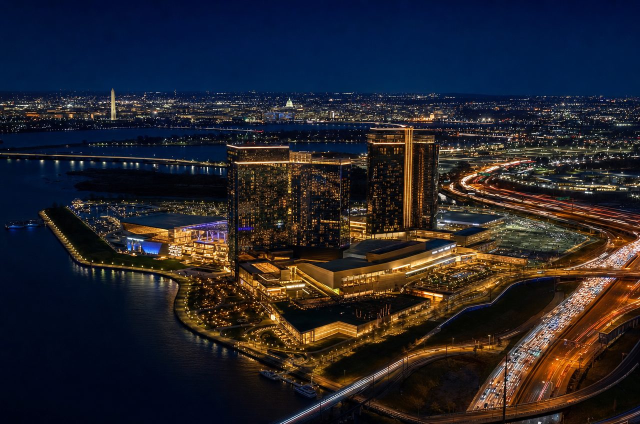 Casinos near Oxon Hill, Maryland — aerial cityscape