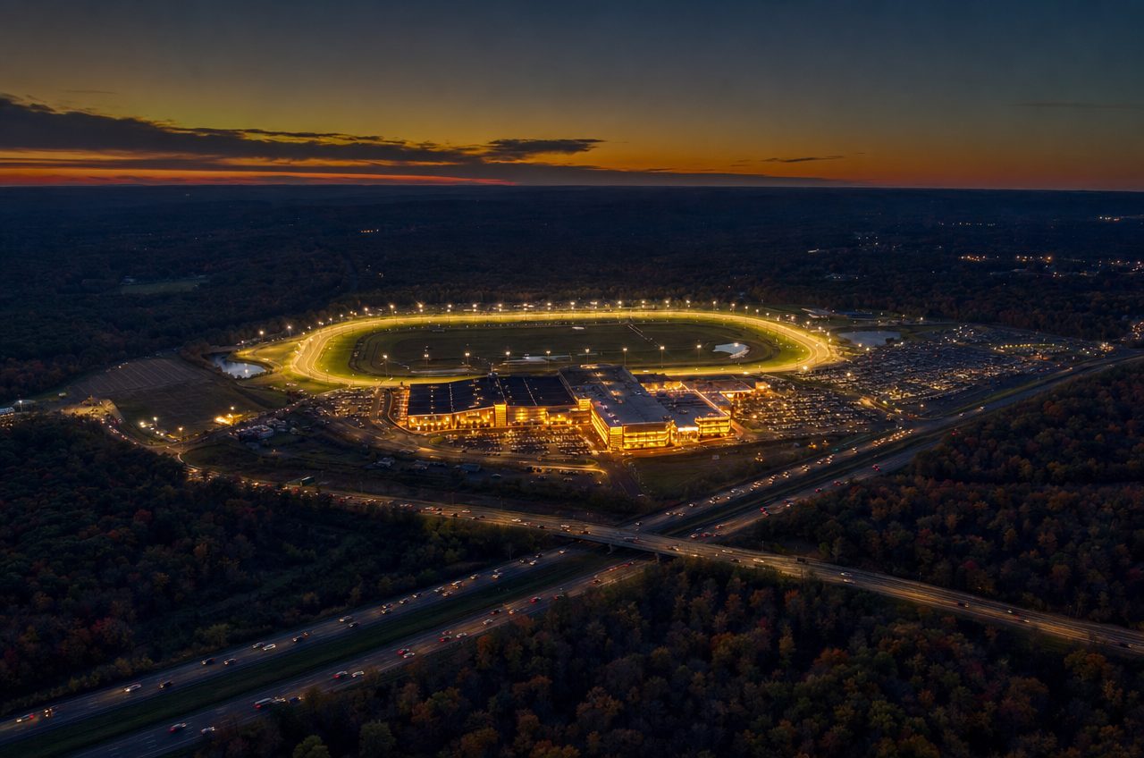 Casinos near Plainville, Massachusetts — aerial cityscape