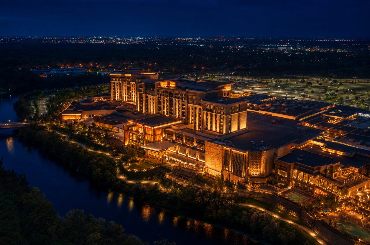 Casinos near Mount Pleasant, Michigan — aerial cityscape
