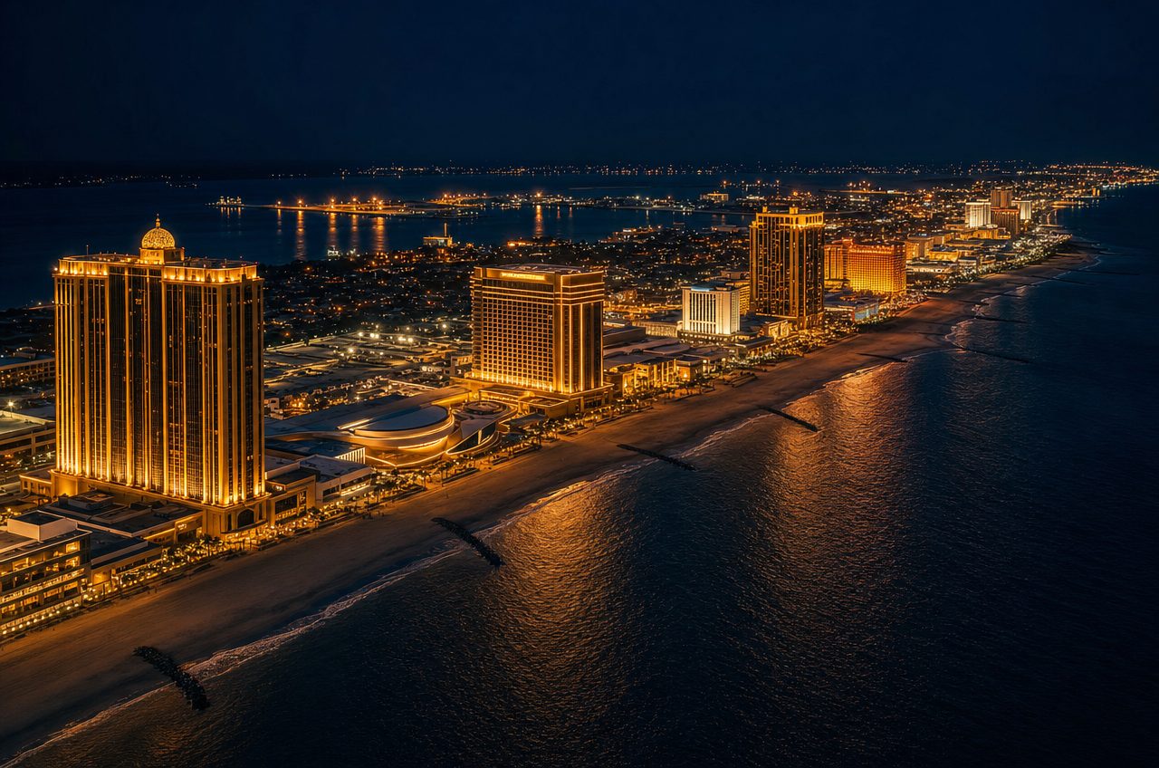 Casinos near Biloxi, Mississippi — aerial cityscape