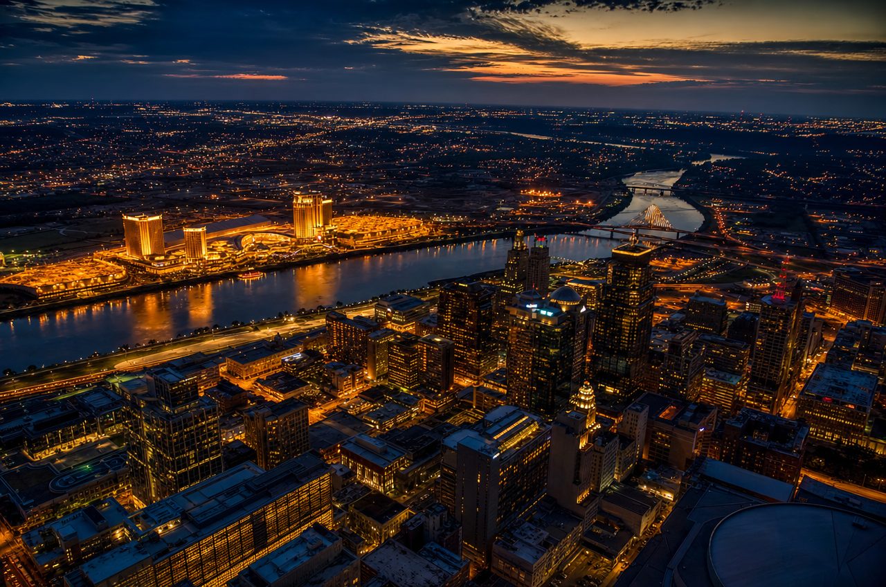 Casinos near Kansas City, Missouri — aerial cityscape
