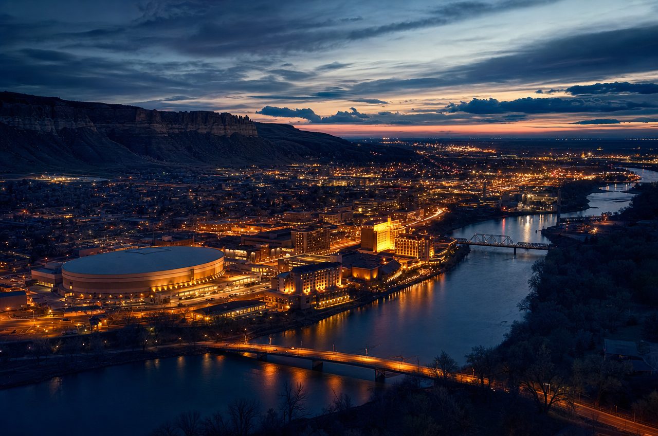 Casinos near Billings, Montana — aerial cityscape