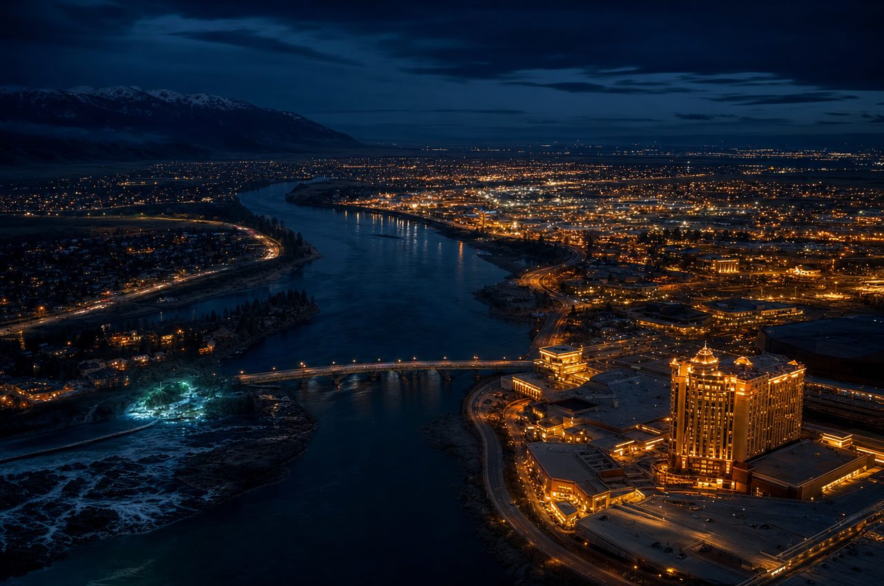 Casinos near Great Falls, Montana — aerial cityscape