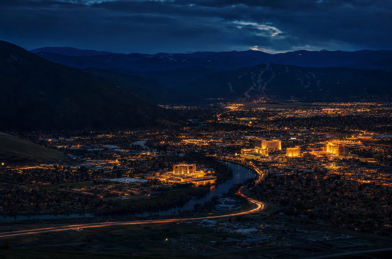 Casinos near Missoula, Montana — aerial cityscape