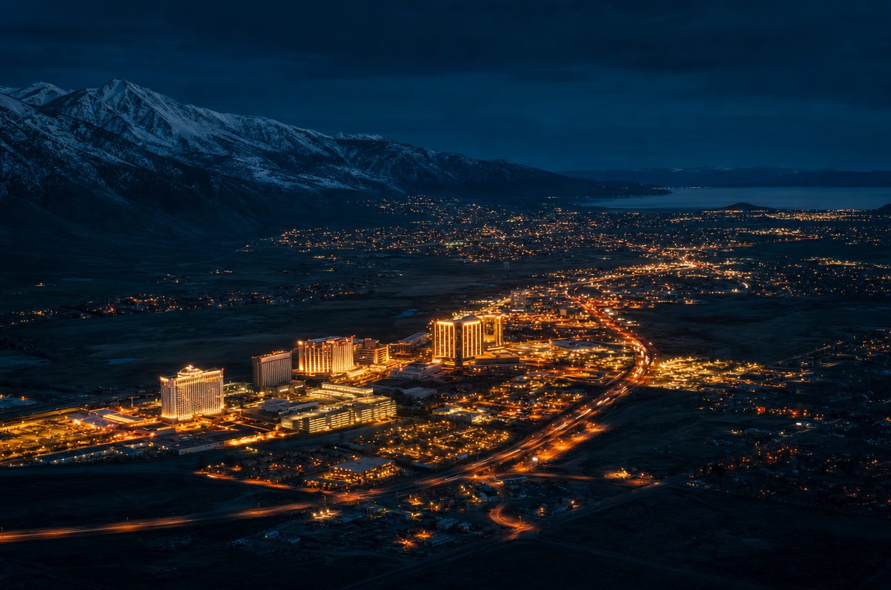 Casinos near Carson City, Nevada — aerial cityscape