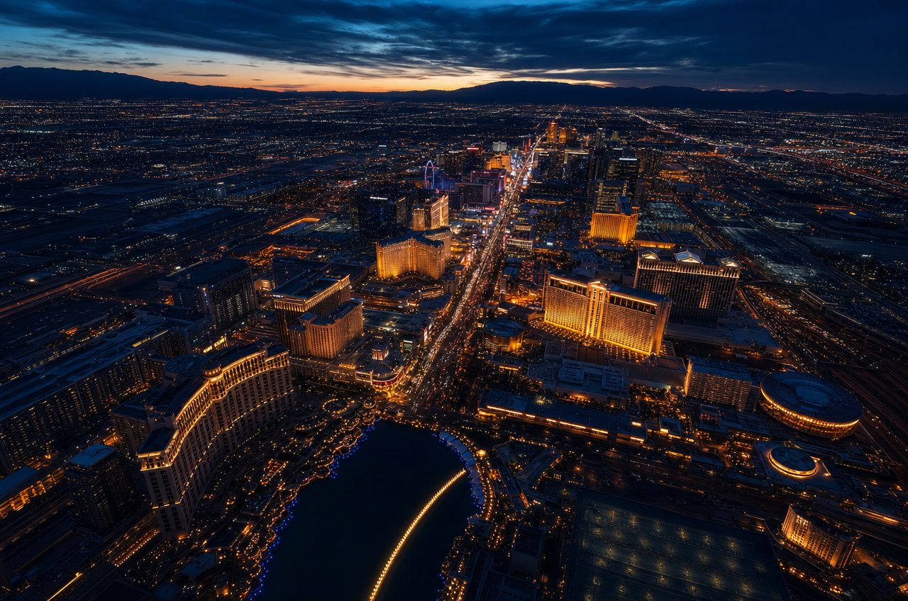 Casinos near Las Vegas, Nevada — aerial cityscape