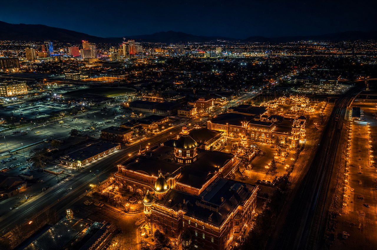 Casinos near Sparks, Nevada — aerial cityscape