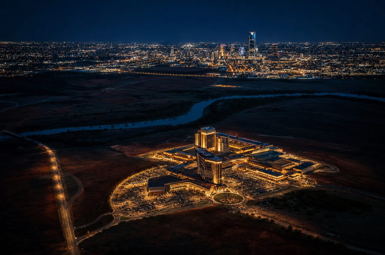 Casinos near Oklahoma City, Oklahoma — aerial cityscape