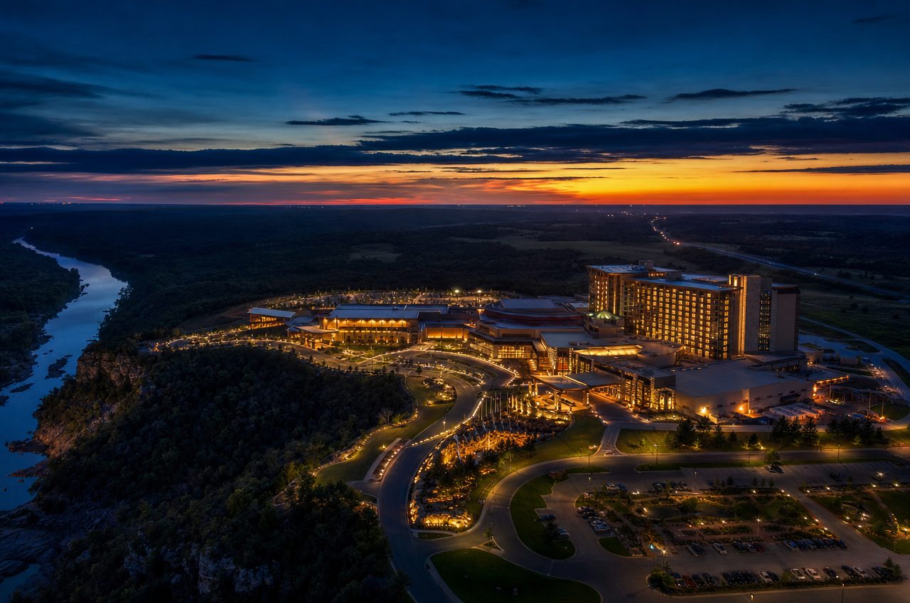 Casinos near Shawnee, Oklahoma — aerial cityscape