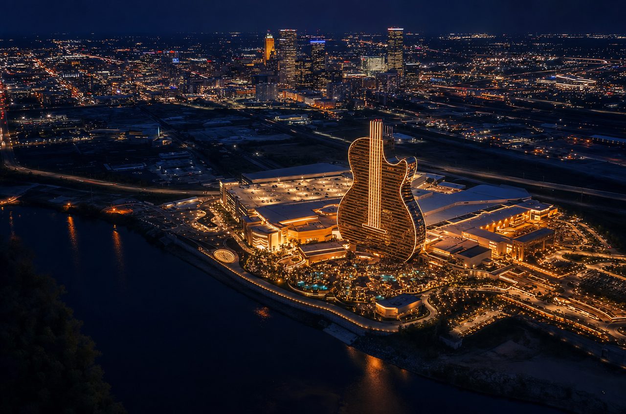 Casinos near Tulsa, Oklahoma — aerial cityscape