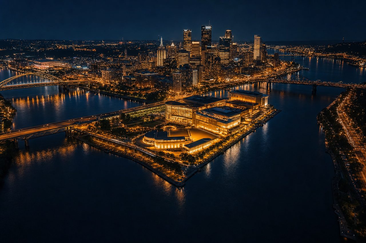 Casinos near Pittsburgh, Pennsylvania — aerial cityscape