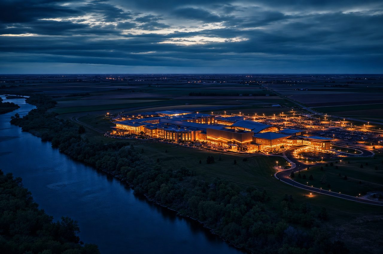 Casinos near Flandreau, South Dakota — aerial cityscape