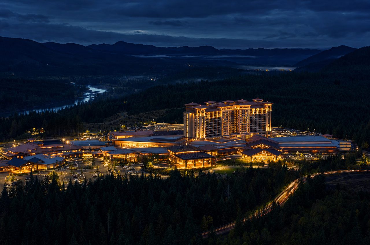 Casinos near Elma, Washington — aerial cityscape