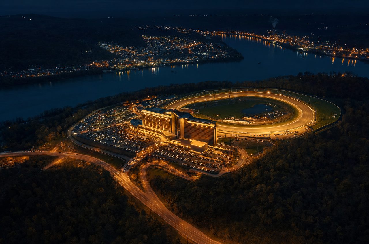 Casinos near New Cumberland, West Virginia — aerial cityscape