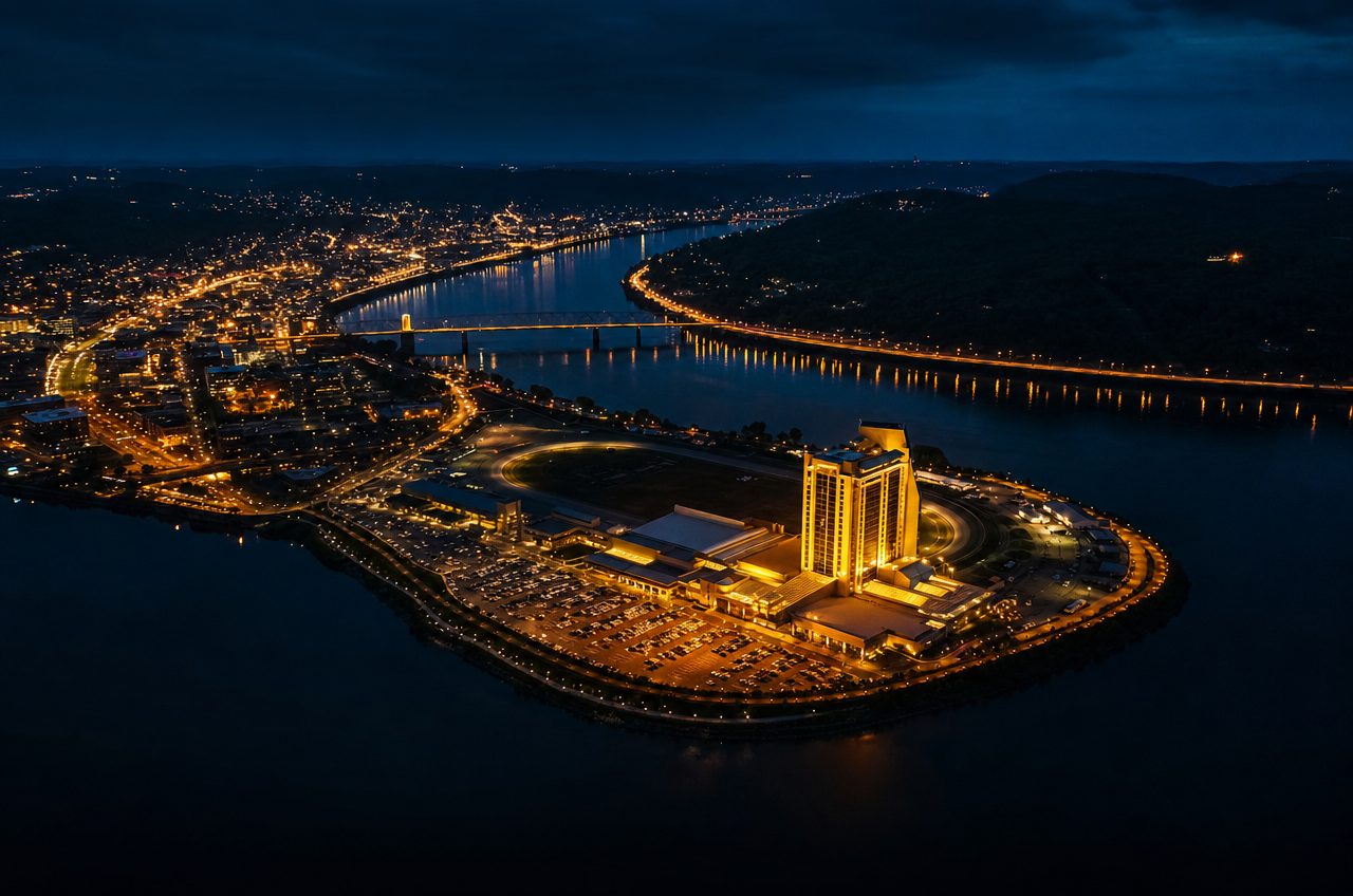 Casinos near Wheeling, West Virginia — aerial cityscape