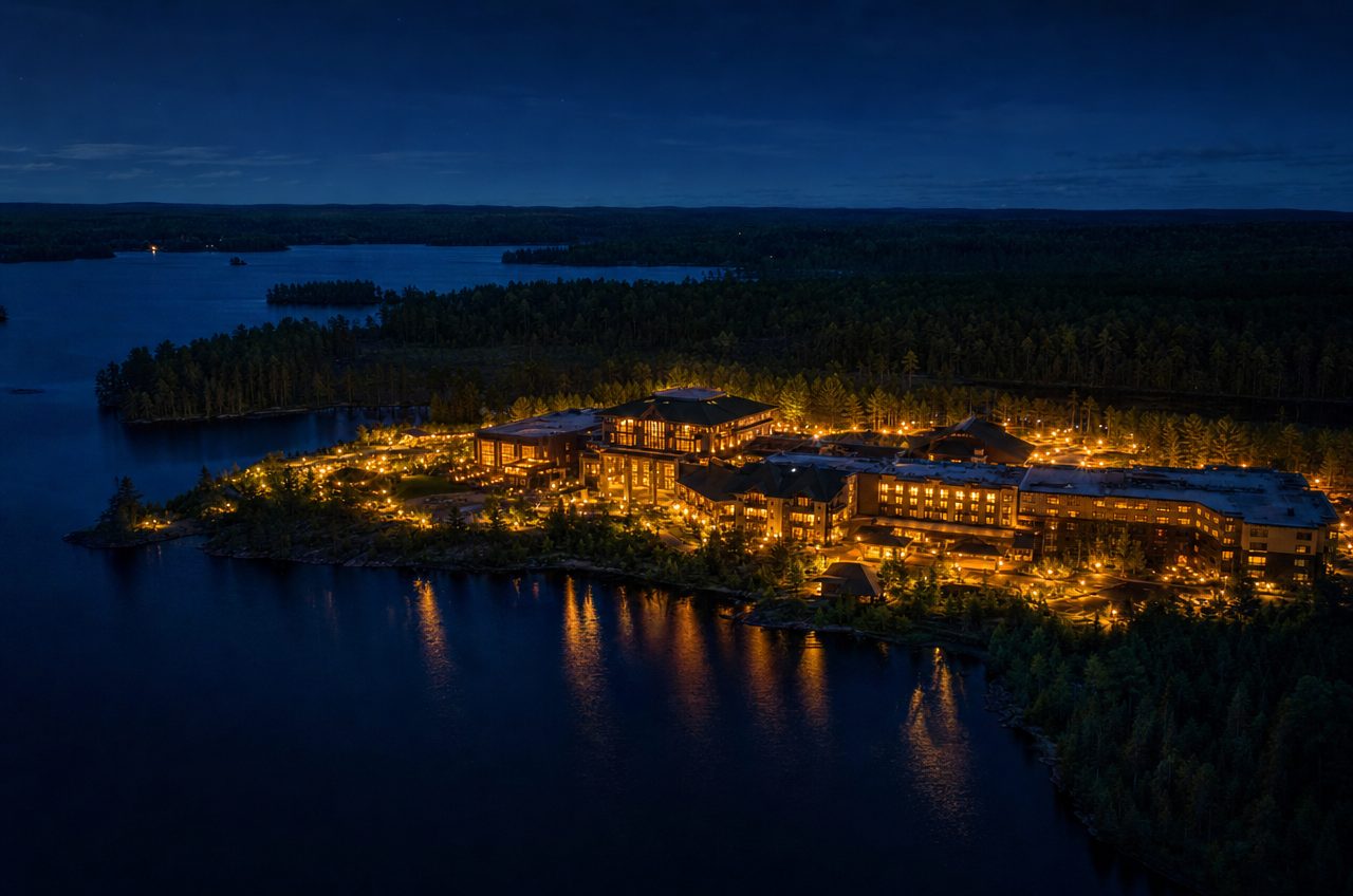 Casinos near Lac du Flambeau, Wisconsin — aerial cityscape
