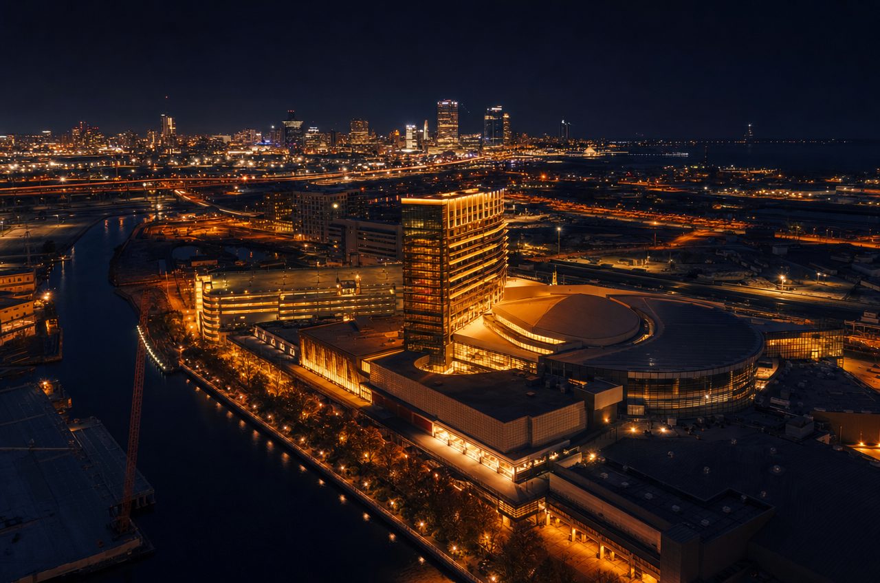 Casinos near Milwaukee, Wisconsin — aerial cityscape